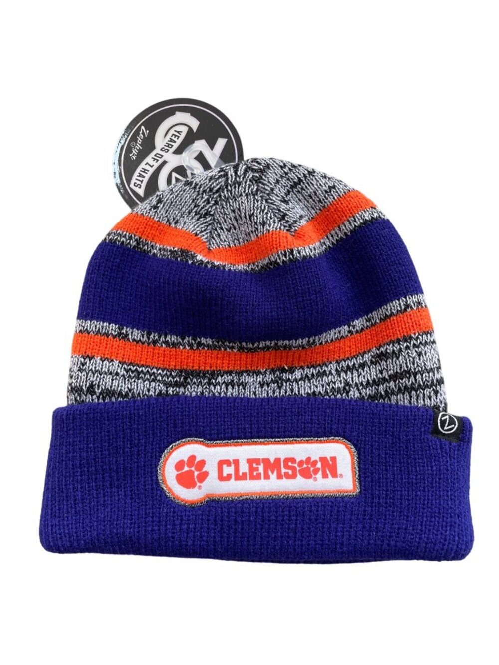 Zephyr Beanie Hat One Size Clemson Tigers Blue Gray Orange College Cozy Knit NEW
